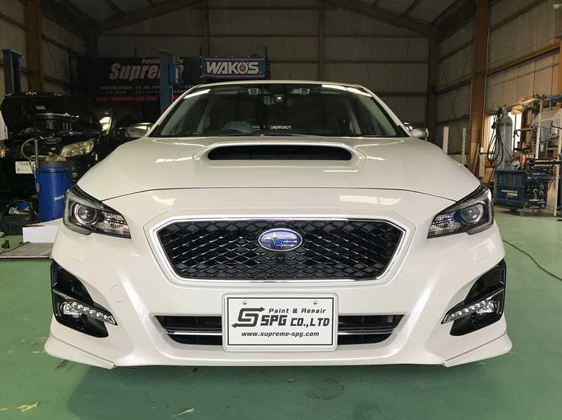 スバル レヴォーグの前回り大破事故修理 車のキズ 凹み修理は一宮市の株式会社spgにお任せください